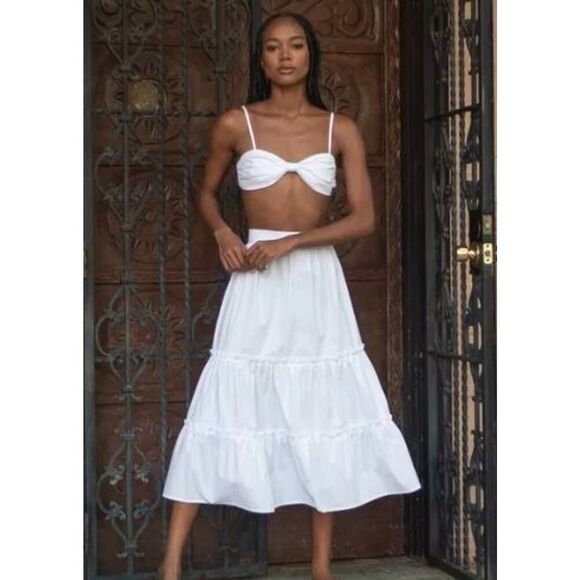 KREWE DU Q Women's Pleated Spaghetti Strap Cropped Bra Top XS/S NWT 198 - Picture 1 of 9
